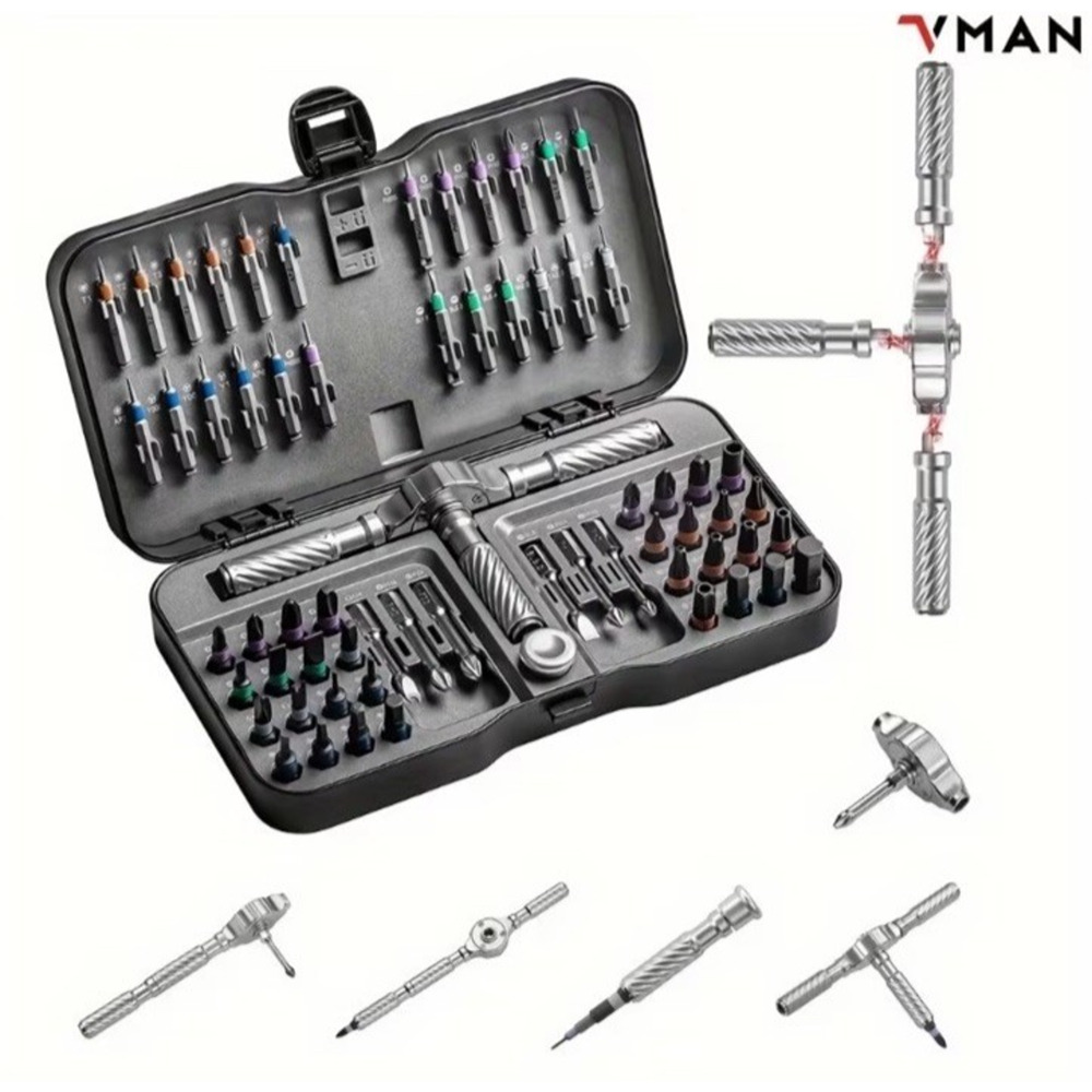 🔥VMAN 66 in 1 Multifunction Ratchet Screwdriver Set Magnetic Bits BNIB🔥